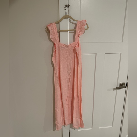 LOFT dotted ruffle strap light pink midi dress (NWT) - Picture 4 of 4